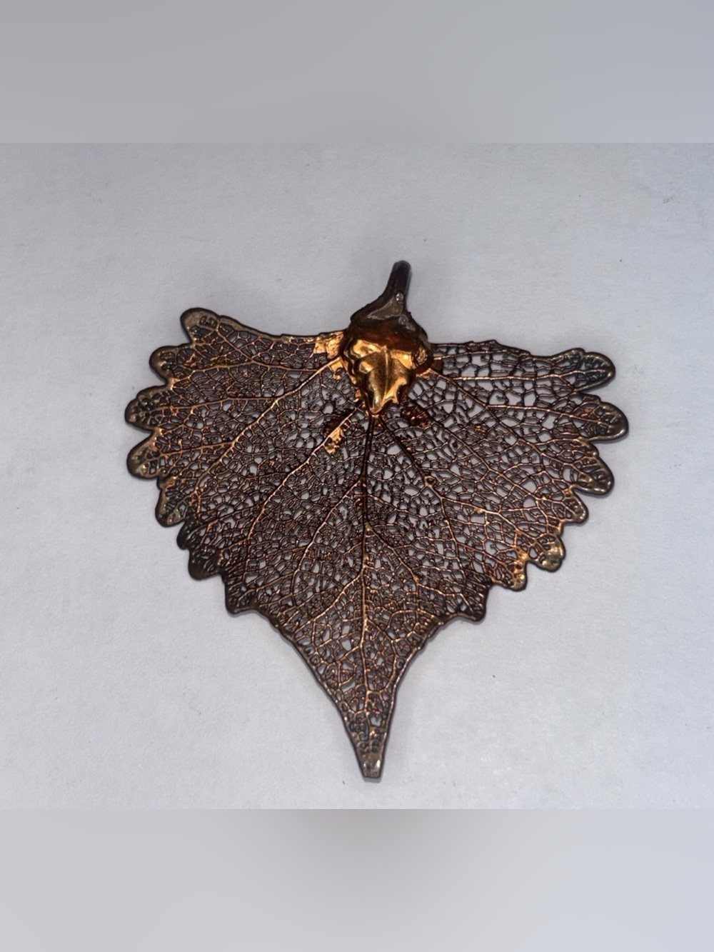 Real Leaf Copper Electroformed Pendant Botanical Nature Jewelry Vintage